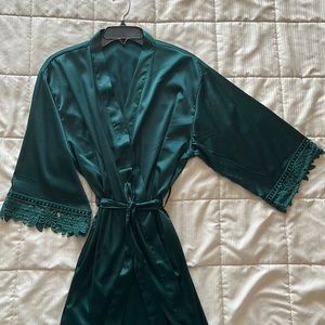 Emerald Green Satin Robe